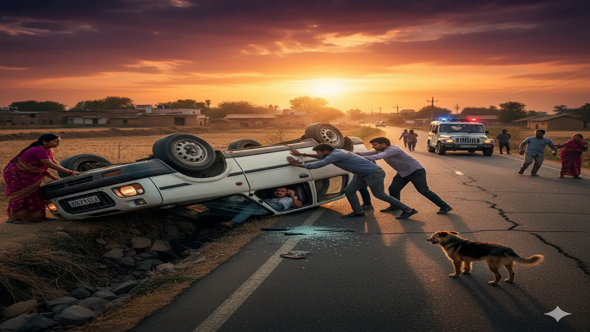 dog-save-car-accident-driver-injured-tarkulwa