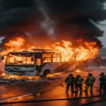 यूपी के बलरामपुर में भीषण बस-ट्रक टक्कर: आग की लपटों के बीच मची चीख पुकार, तीन की मौत—25 से अधिक घायल