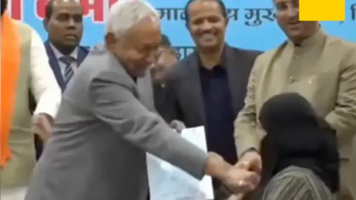 nitish-kumar-hijab-controversy-sanjay-nishad-statement-protest