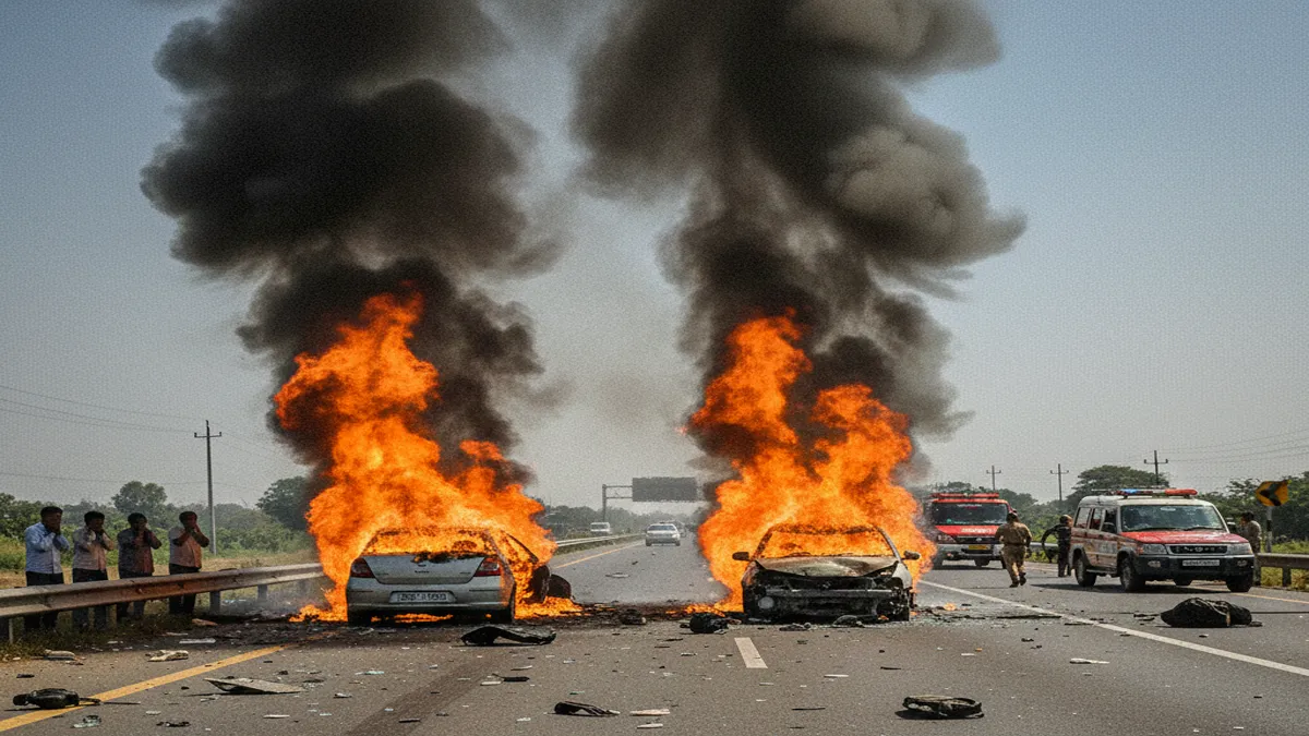 purvanchal-expressway-accident-barabanki-five-people-burnt-alive