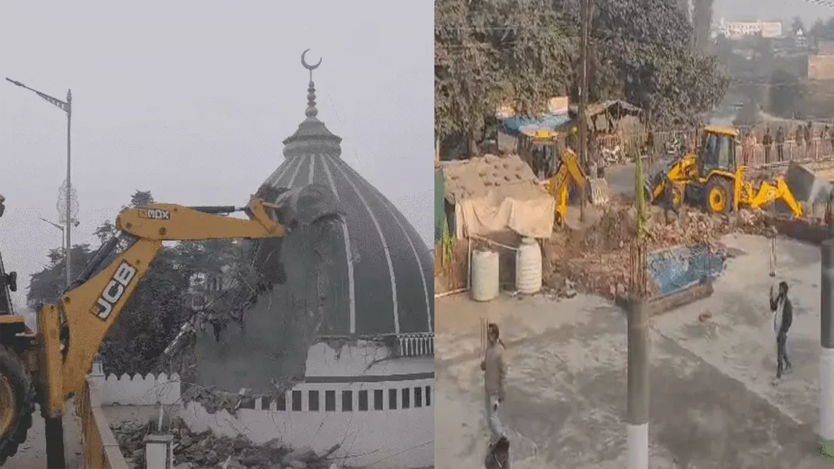 deoria-illegal-mazar-demolition-bulldozer-action