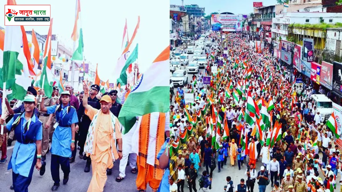 CM Yogi led a procession in Gorakhpur.